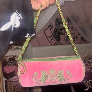 Juicy Couture Pink and Green Chain Shoulder Bag